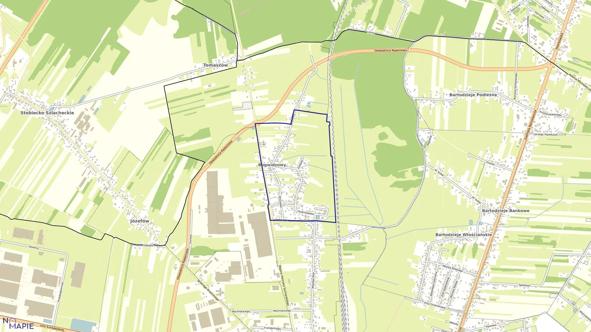 Mapa obrębu 0002 w mieście Radomsko