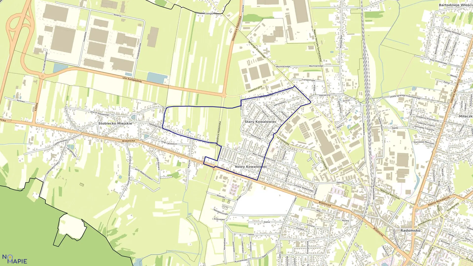 Mapa obrębu 0008 w mieście Radomsko