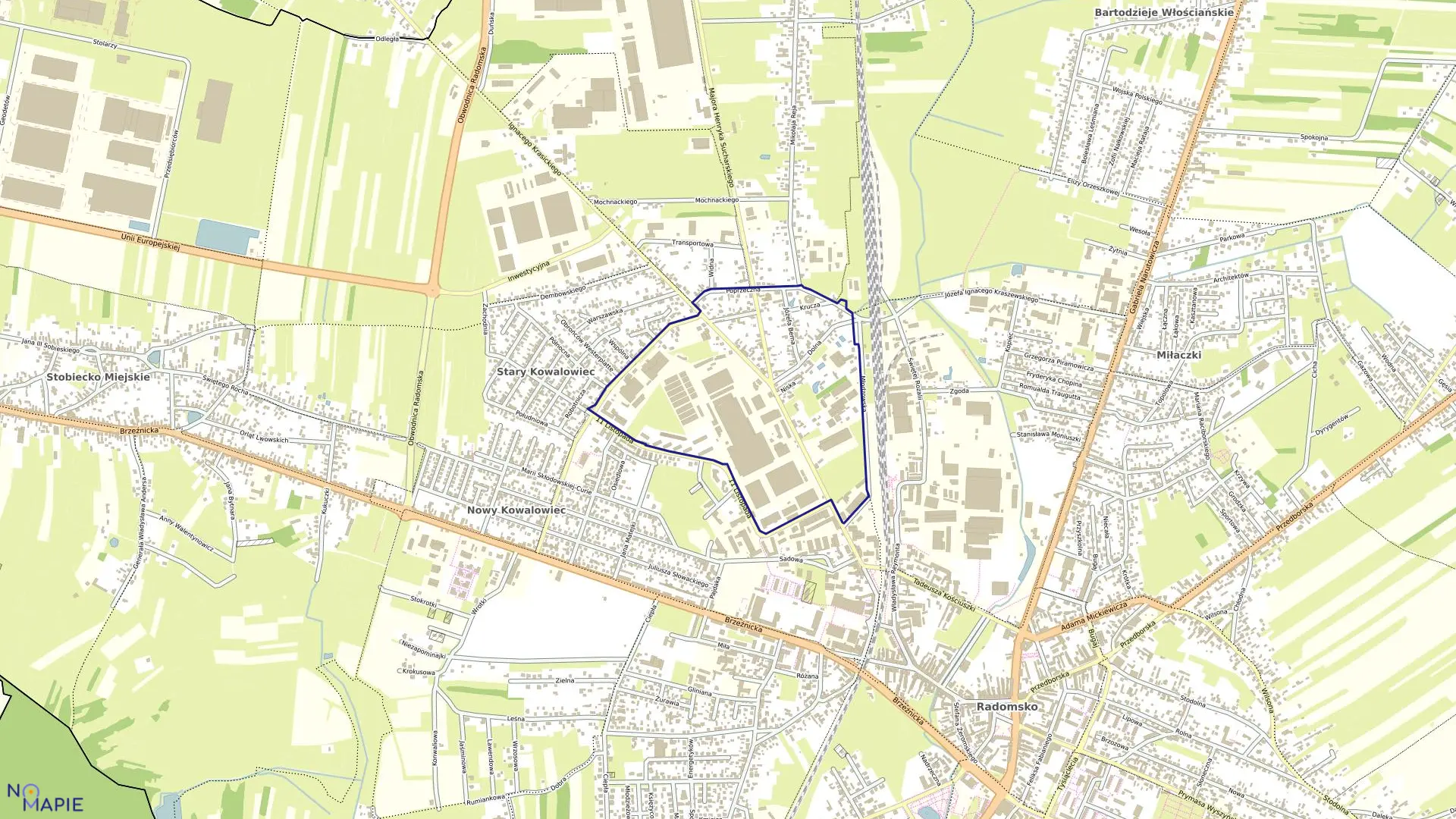 Mapa obrębu 0009 w mieście Radomsko