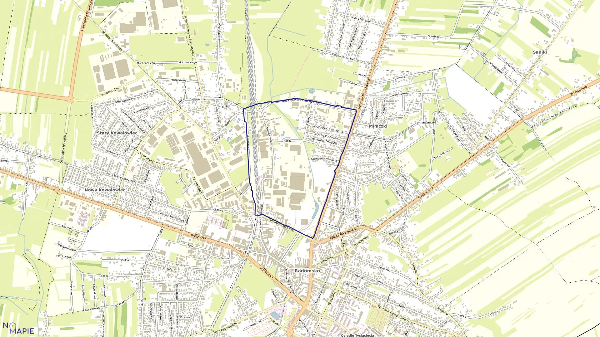 Mapa obrębu 0010 w mieście Radomsko