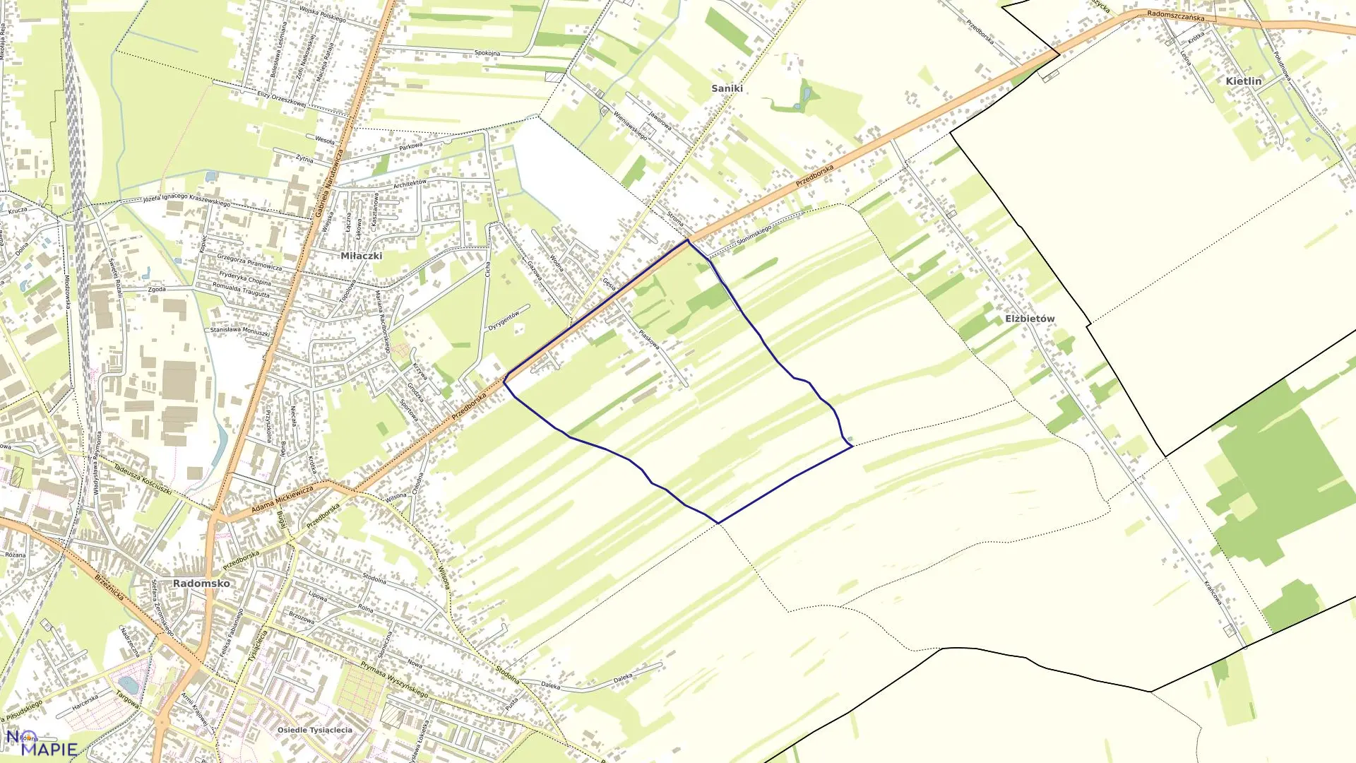 Mapa obrębu 0012 w mieście Radomsko