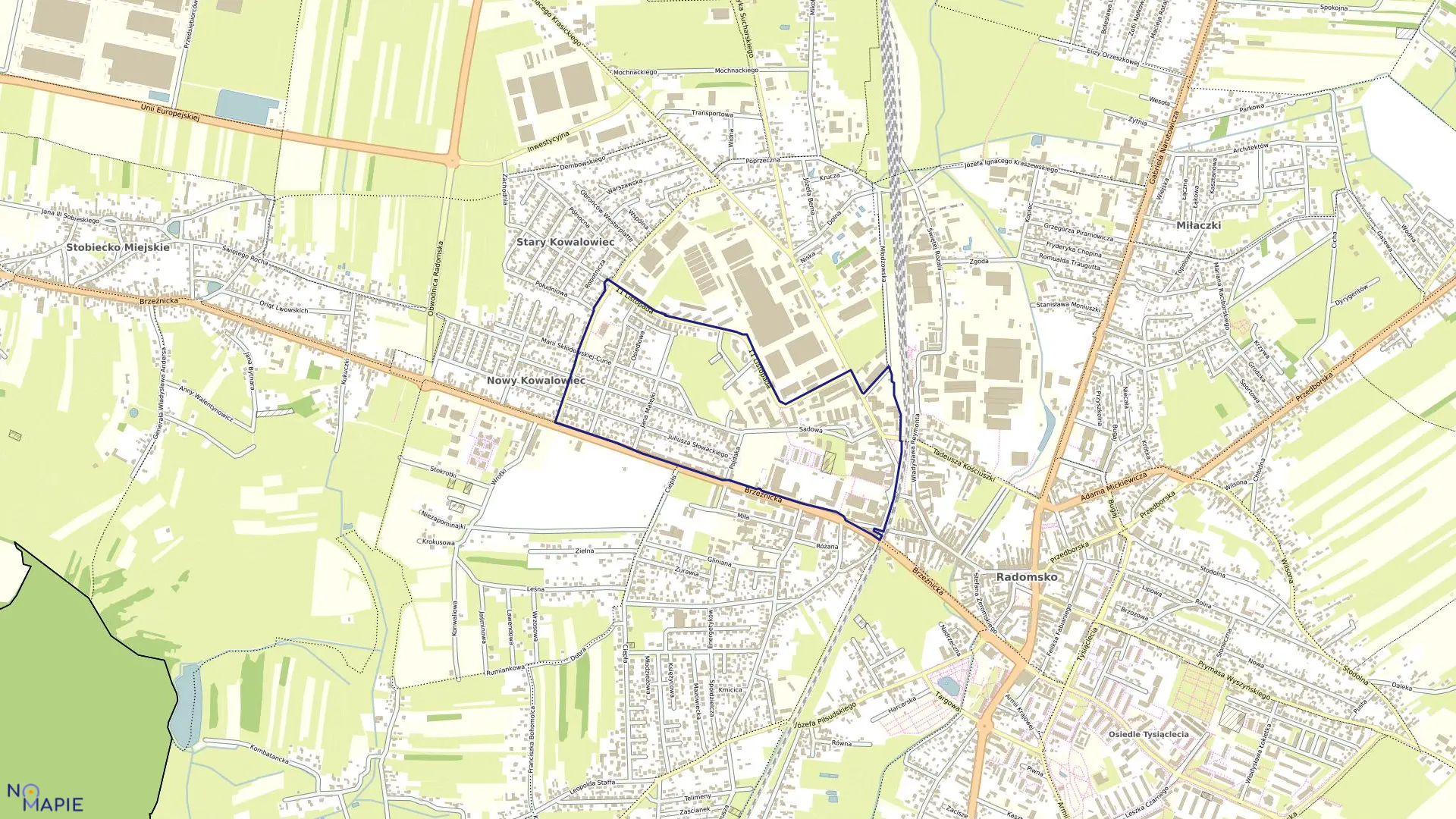 Mapa obrębu 0015 w mieście Radomsko