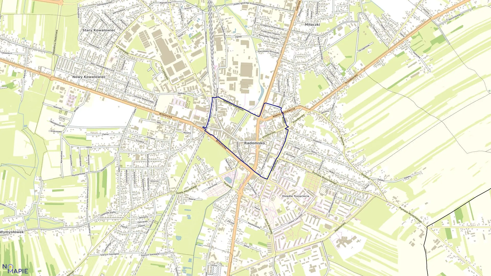 Mapa obrębu 0018 w mieście Radomsko