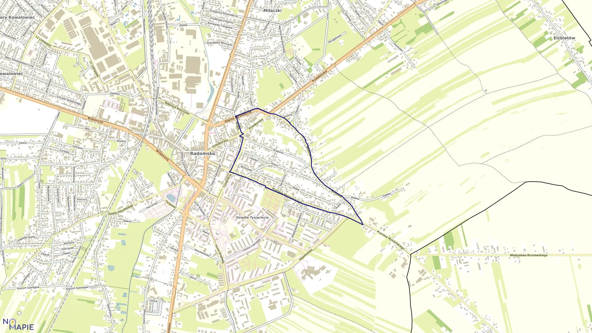 Mapa obrębu 0019 w mieście Radomsko