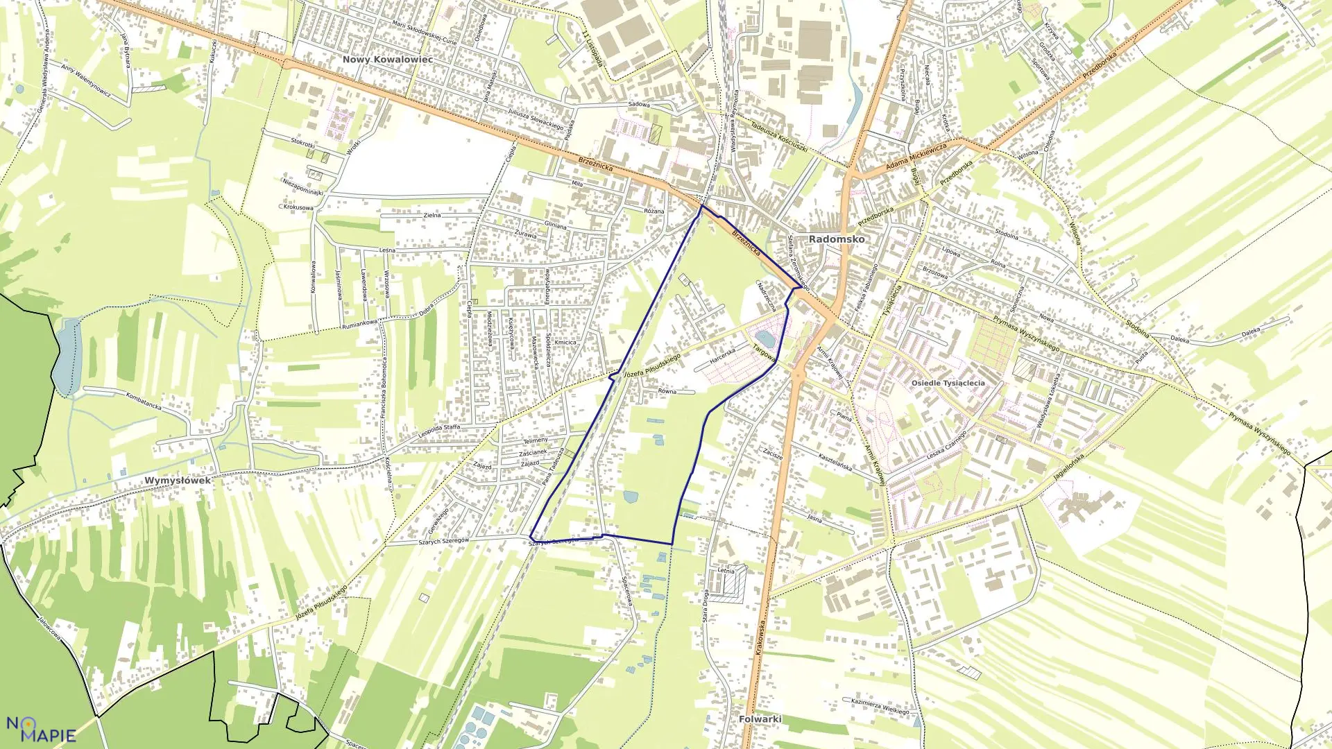 Mapa obrębu 0025 w mieście Radomsko