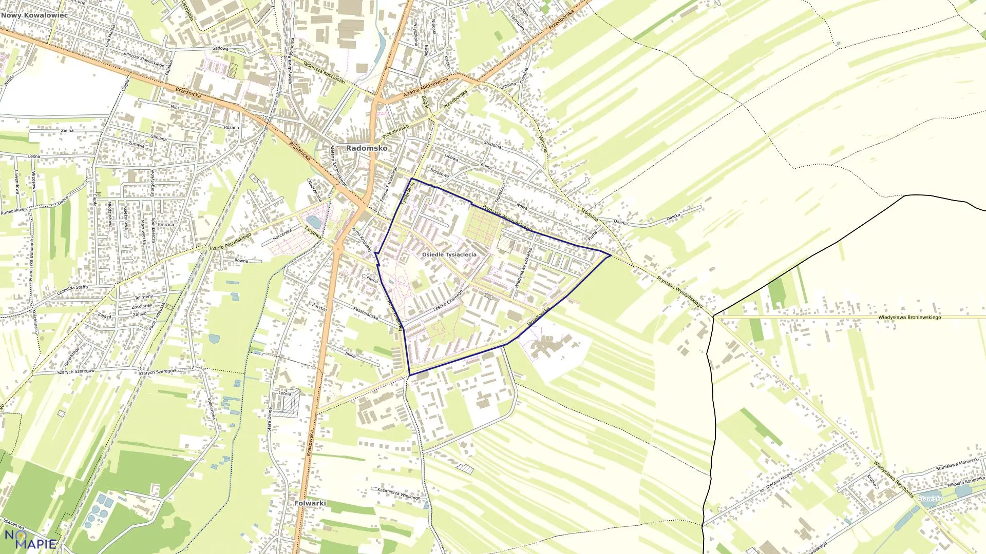 Mapa obrębu 0027 w mieście Radomsko