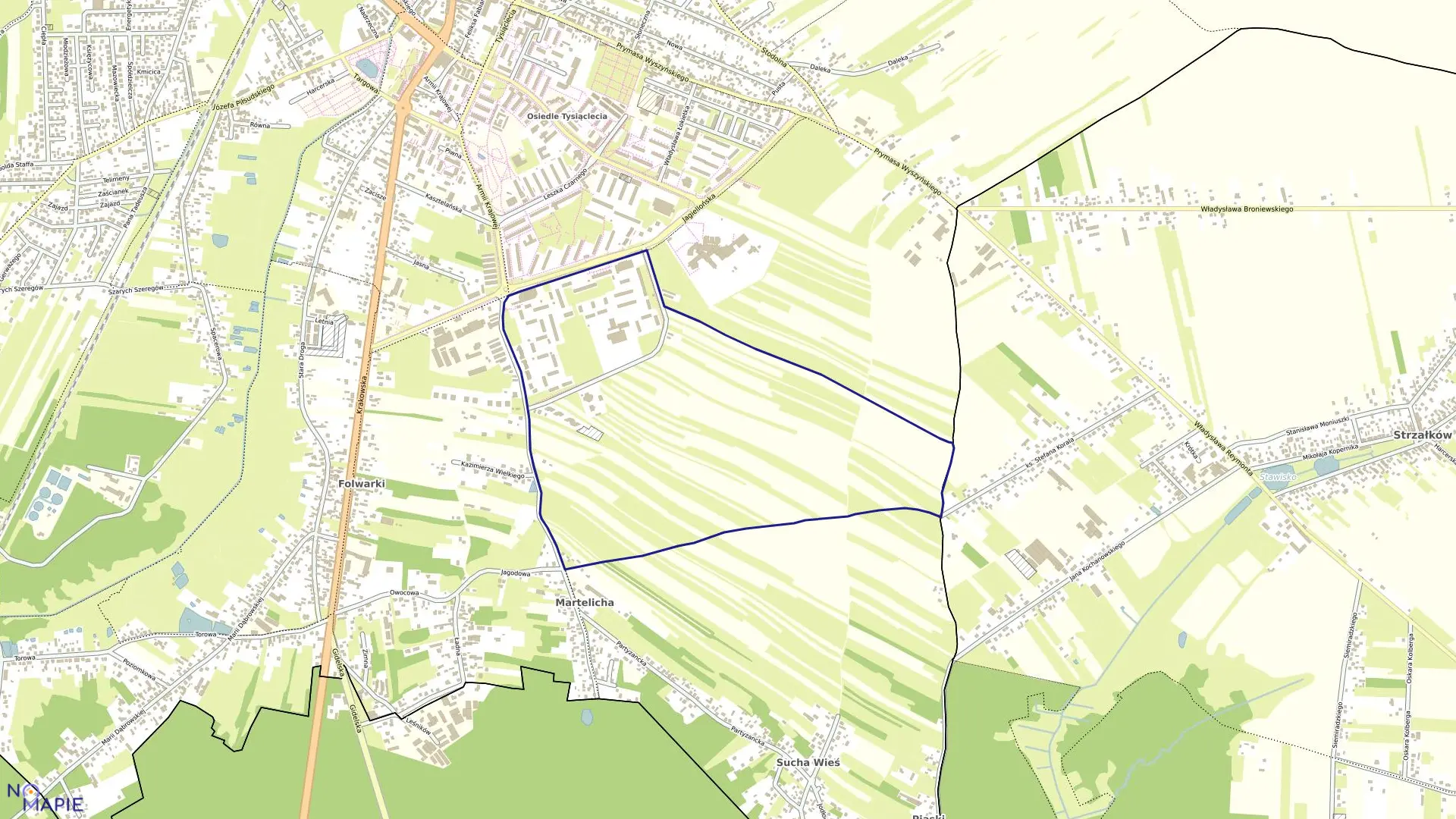 Mapa obrębu 0032 w mieście Radomsko