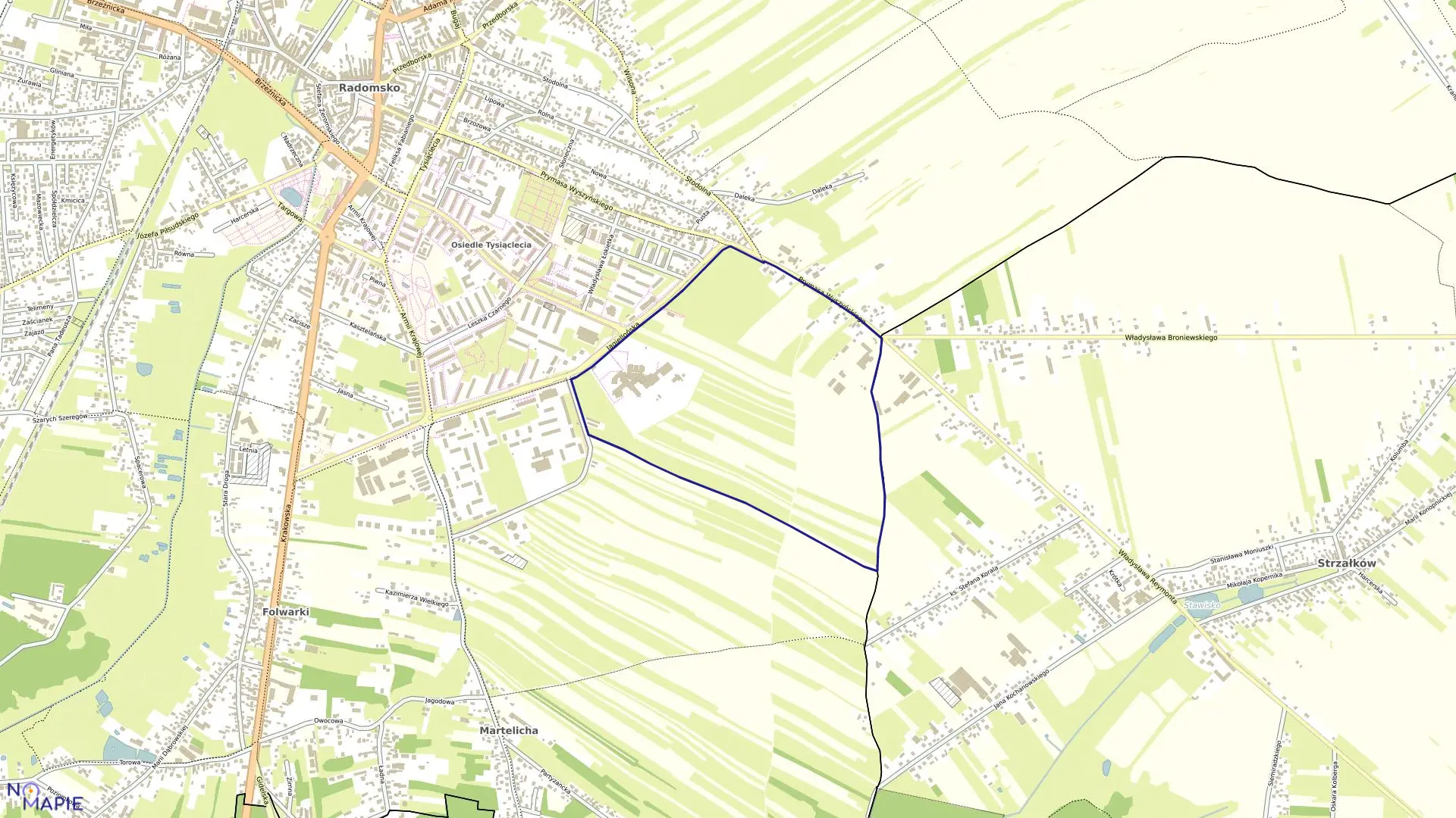 Mapa obrębu 0033 w mieście Radomsko