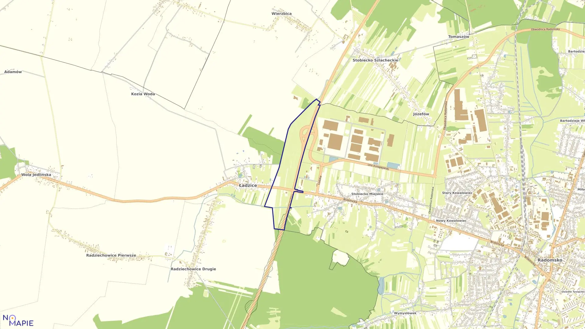 Mapa obrębu 0035 w mieście Radomsko