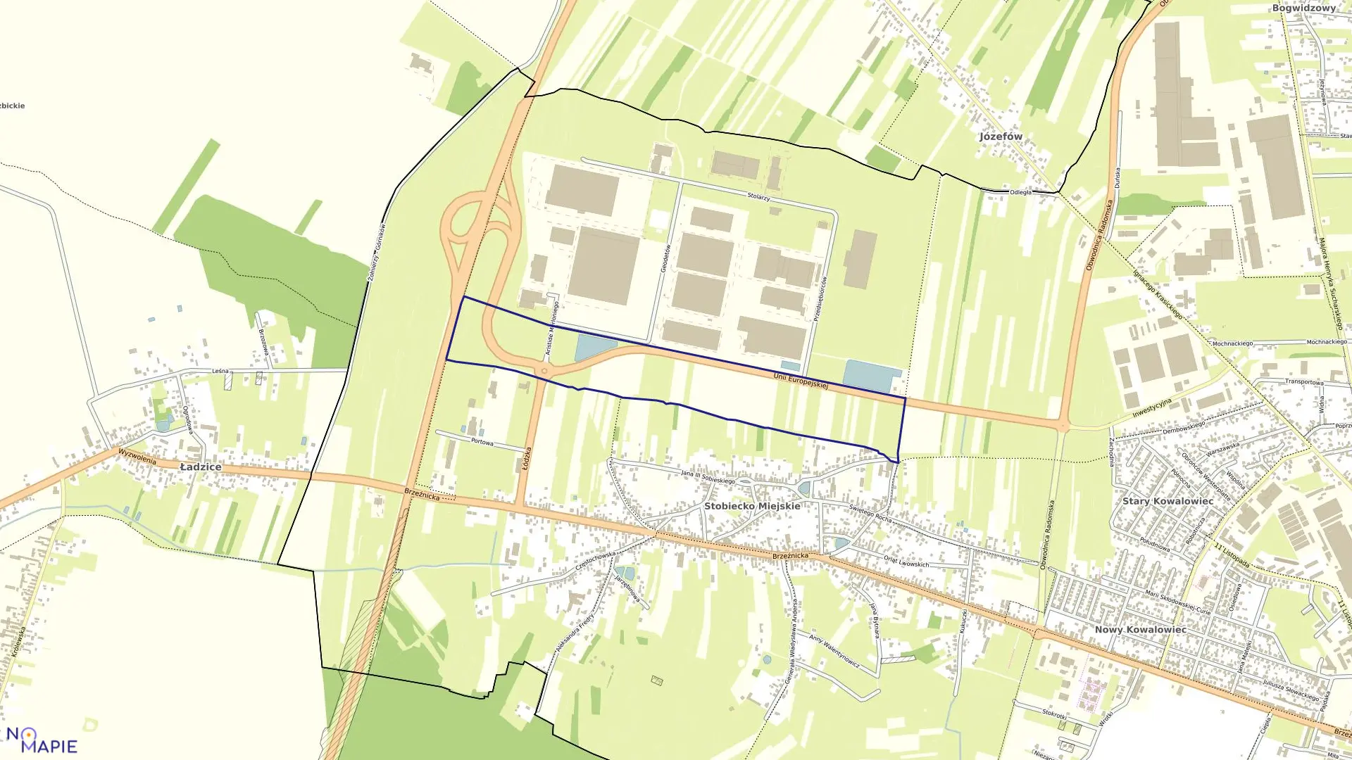 Mapa obrębu 0037 w mieście Radomsko