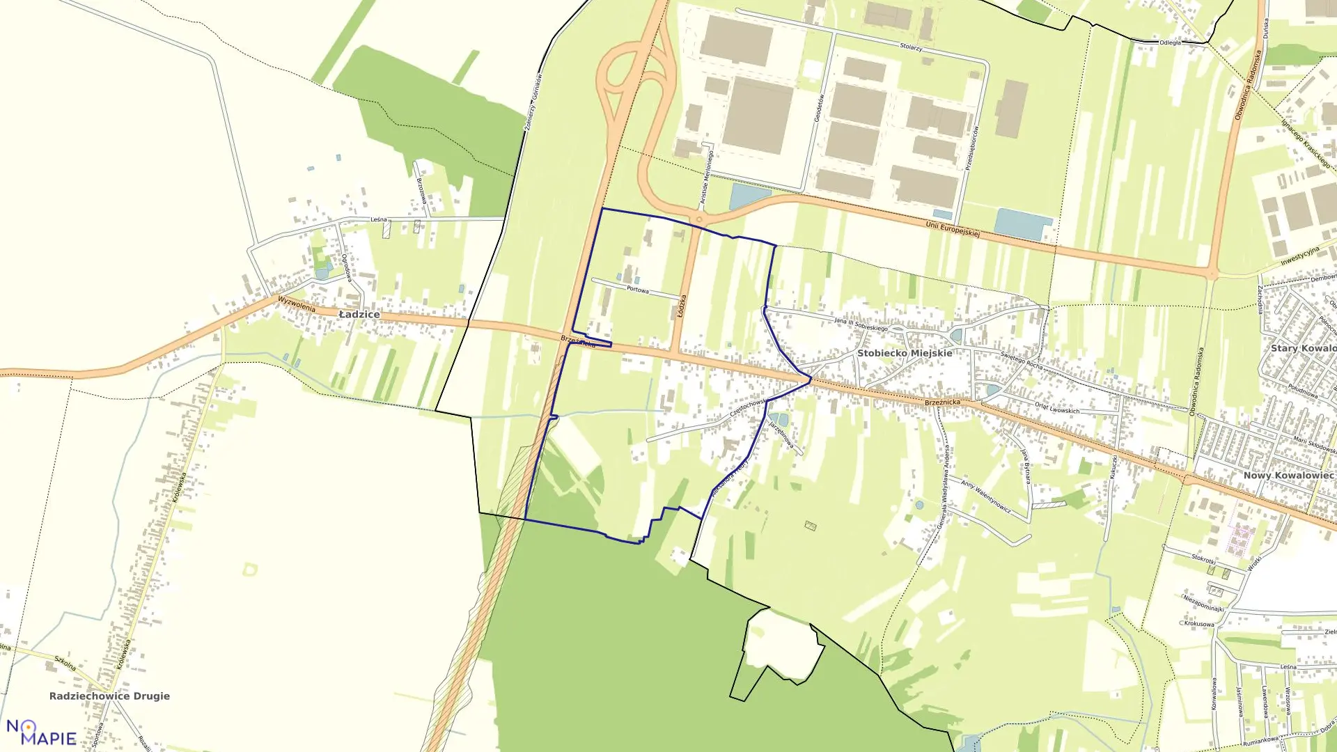 Mapa obrębu 0038 w mieście Radomsko