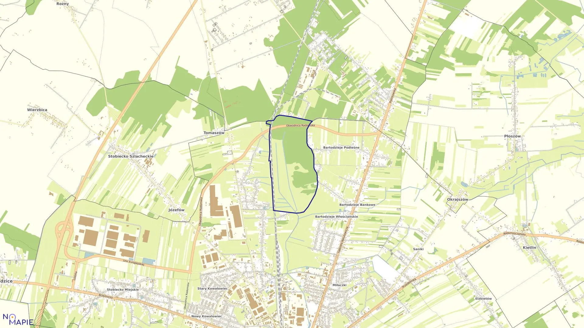 Mapa obrębu 0045 w mieście Radomsko