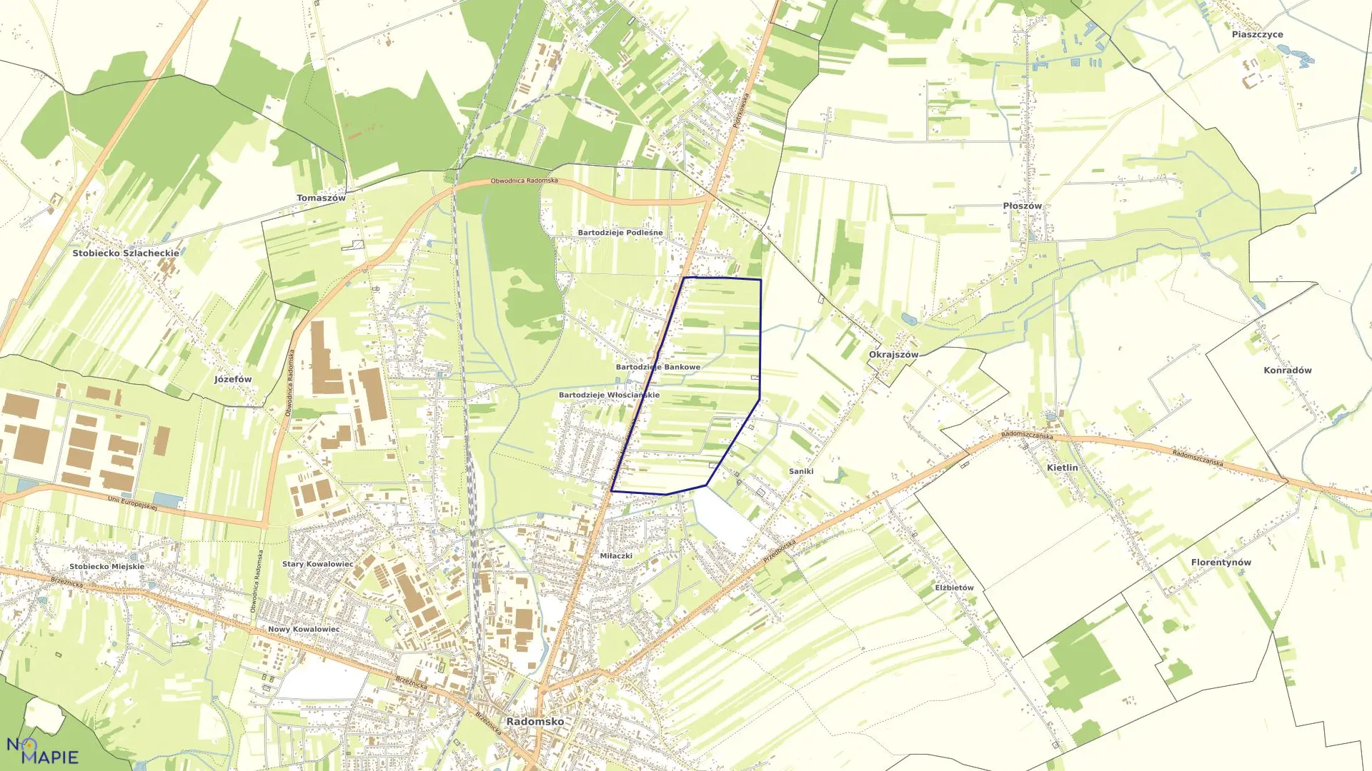 Mapa obrębu 0047 w mieście Radomsko