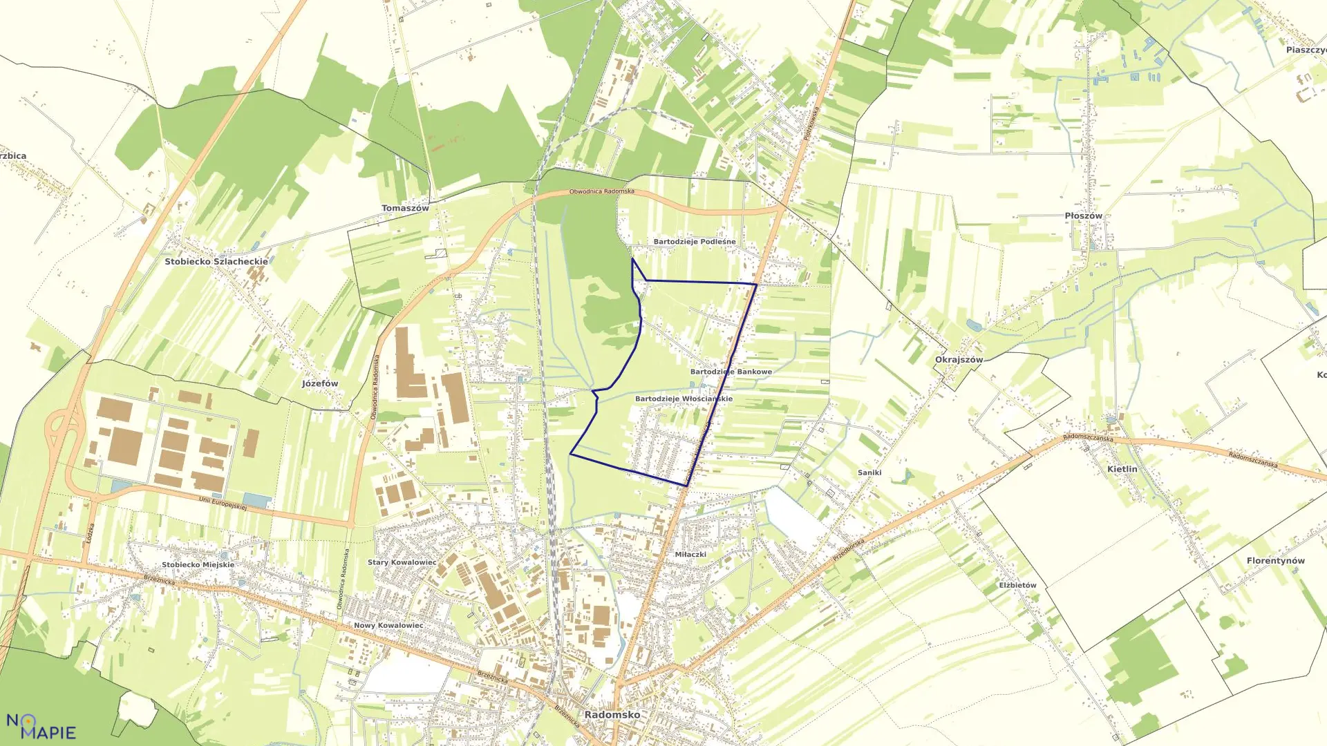 Mapa obrębu 0048 w mieście Radomsko