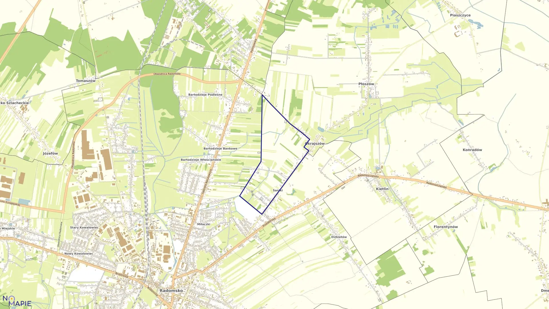 Mapa obrębu 0049 w mieście Radomsko